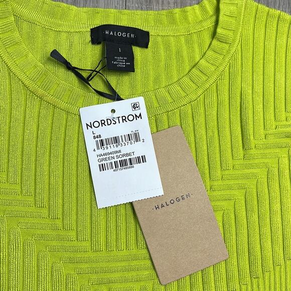 HALOGEN Green Sorbet Sleeveless Peplum Ribbed Sweater Blouse Women’s - Picture 4 of 10